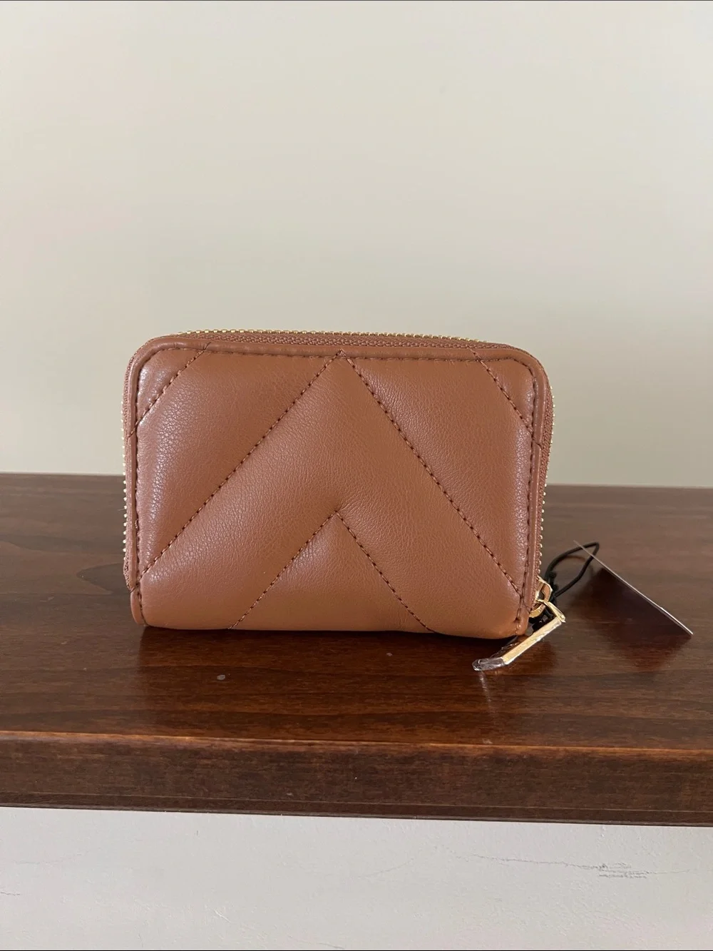 Victoria's Secret Quilted Zip Card Wallet in Camel Brown - Picture 2 of 8